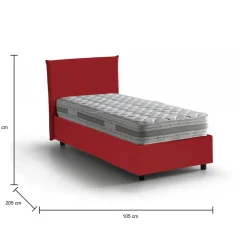 Letti Singoli|Letti Contenitore > Dmora Letto 1 piazza contenitore 105x205cm rivestimento in tessuto - Arminius Rosso