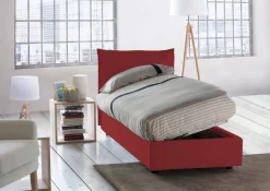 Letto 1 piazza contenitore rosso 95x205cm adatto per materasso 80x190 cm - Aren