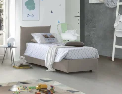 Letti Singoli|Letti Contenitore > Dmora Letto 1 piazza contenitore tortora 110x215cm sfoderabile - Azeglio Grigio Tortora