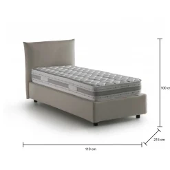 Letto 1 piazza contenitore tortora 110x215cm rivestimento in tessuto - Astianatte