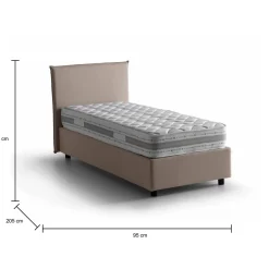 Letto 1 piazza contenitore tortora 95x205cm elegante - Astor