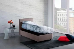 Letto 1 piazza contenitore tortora 95x205cm elegante - Astor