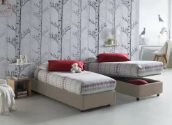 Letti Singoli|Letti Contenitore > Dmora Letto 1 piazza contenitore tortora 95x205cm sfoderabile - Aquilla Grigio Tortora