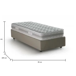 Letto 1 piazza contenitore tortora 95x205cm salvaspazio - Agenta