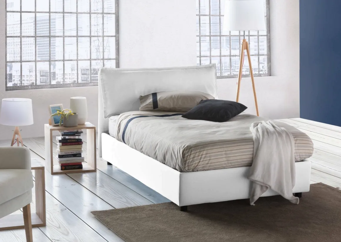 Letti Piazza E Mezza|Letti Contenitore > Dmora Letto piazza e mezza Abbygale, con materasso Cm 120x200 incluso, Blu