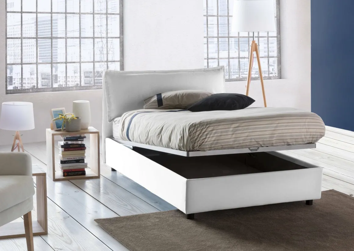 Letti Piazza E Mezza|Letti Contenitore > Dmora Letto piazza e mezza Abbygale, con materasso Cm 120x200 incluso, Blu