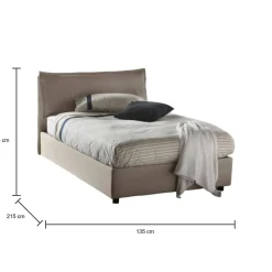 Letto piazza e mezza Abbygale, con materasso Cm 120x200 incluso, Tortora