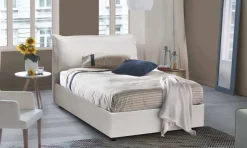 Letti Piazza E Mezza|Letti Contenitore > Dmora Letto piazza e mezza Aconito, con materasso Cm 120x200 incluso, Bianco