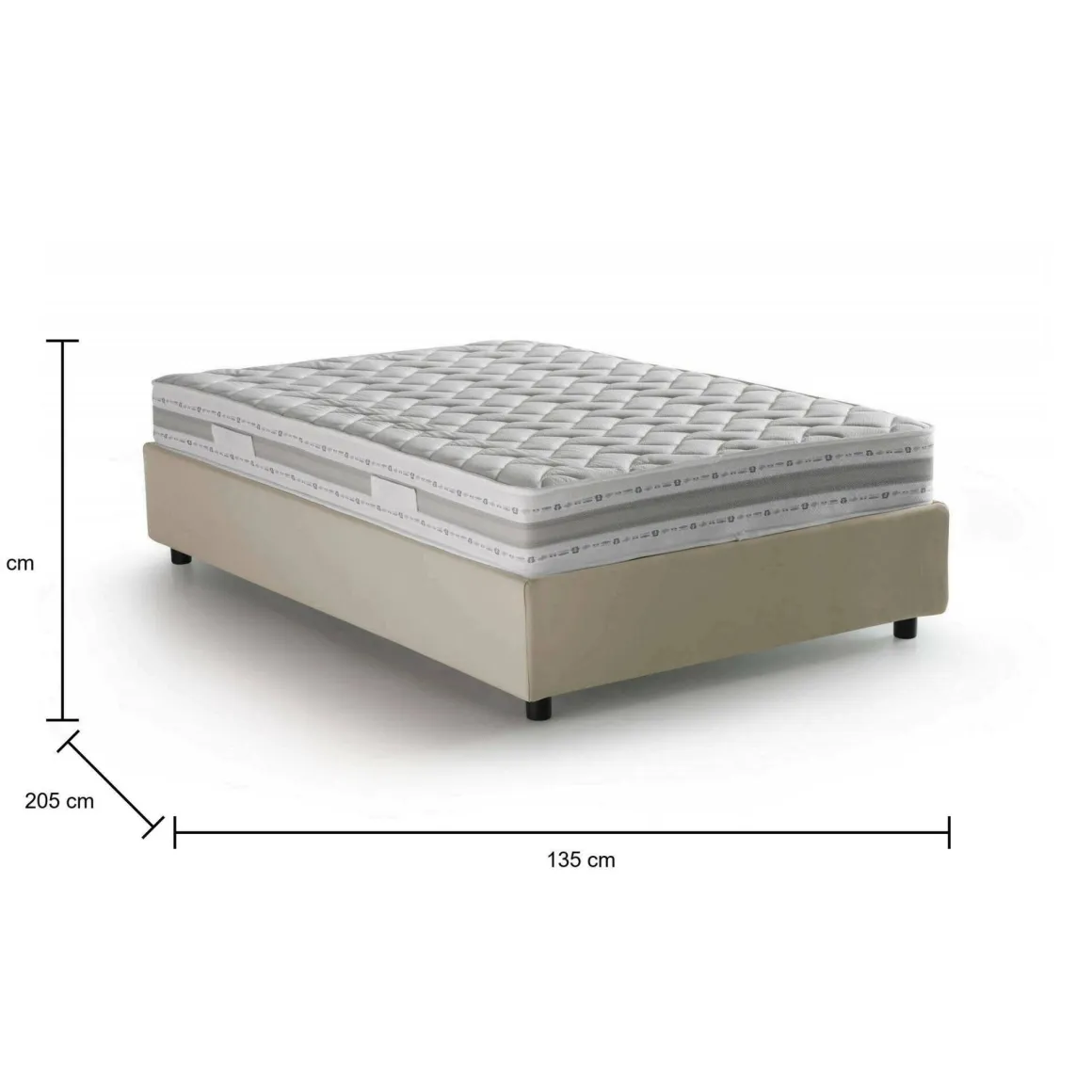 Letto piazza e mezza Aftis, con materasso Cm 120x190 incluso, Beige