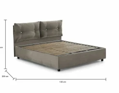 Letto piazza e mezza Agamennone, adatto per materasso Cm 120x190, Tortora