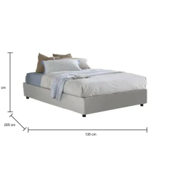 Letti Piazza E Mezza|Letti Contenitore > Dmora Letto piazza e mezza Alan, adatto per materasso Cm 120x190, Tortora Grigio Tortora