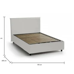 Letto piazza e mezza Alia, adatto per materasso Cm 120x190, Bianco