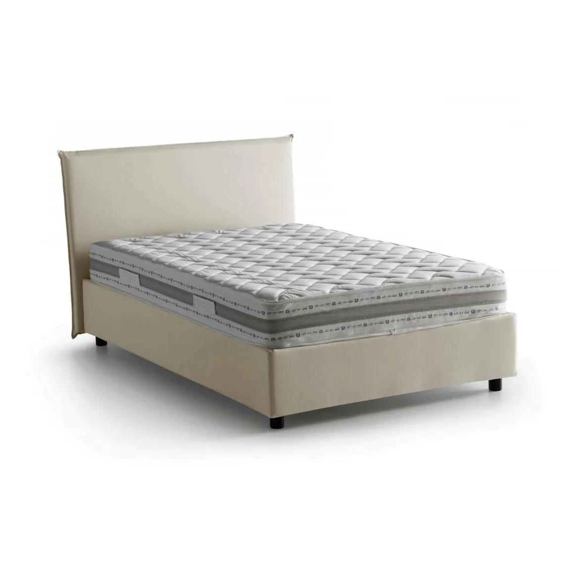 Letto piazza e mezza Alvino, con materasso Cm 120x200 incluso, Beige