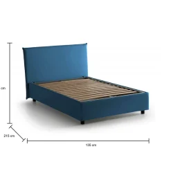 Letto piazza e mezza Alvino, con materasso Cm 120x200 incluso, Blu