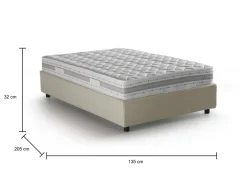 Letto piazza e mezza Alvise, con materasso Cm 120x190 incluso, Beige