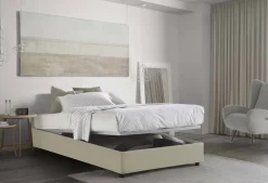Letto piazza e mezza Alvise, con materasso Cm 120x190 incluso, Beige