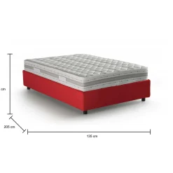 Letto piazza e mezza Alvise, con materasso Cm 120x190 incluso, Rosso