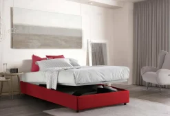 Letto piazza e mezza Alvise, con materasso Cm 120x190 incluso, Rosso