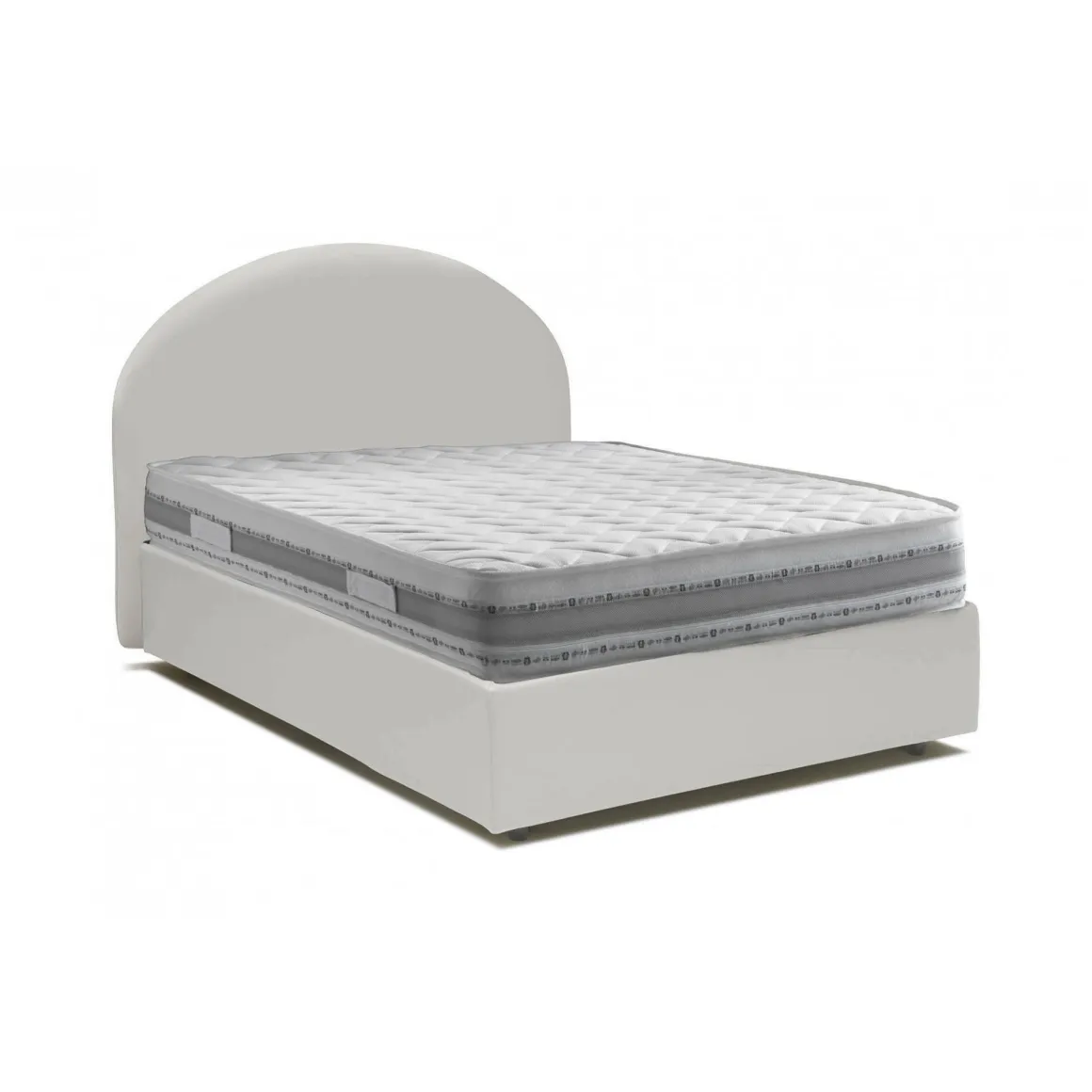Letto piazza e mezza Ambher, con materasso Cm 120x190 incluso, Bianco