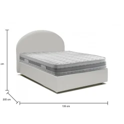 Letto piazza e mezza Ambher, con materasso Cm 120x190 incluso, Bianco