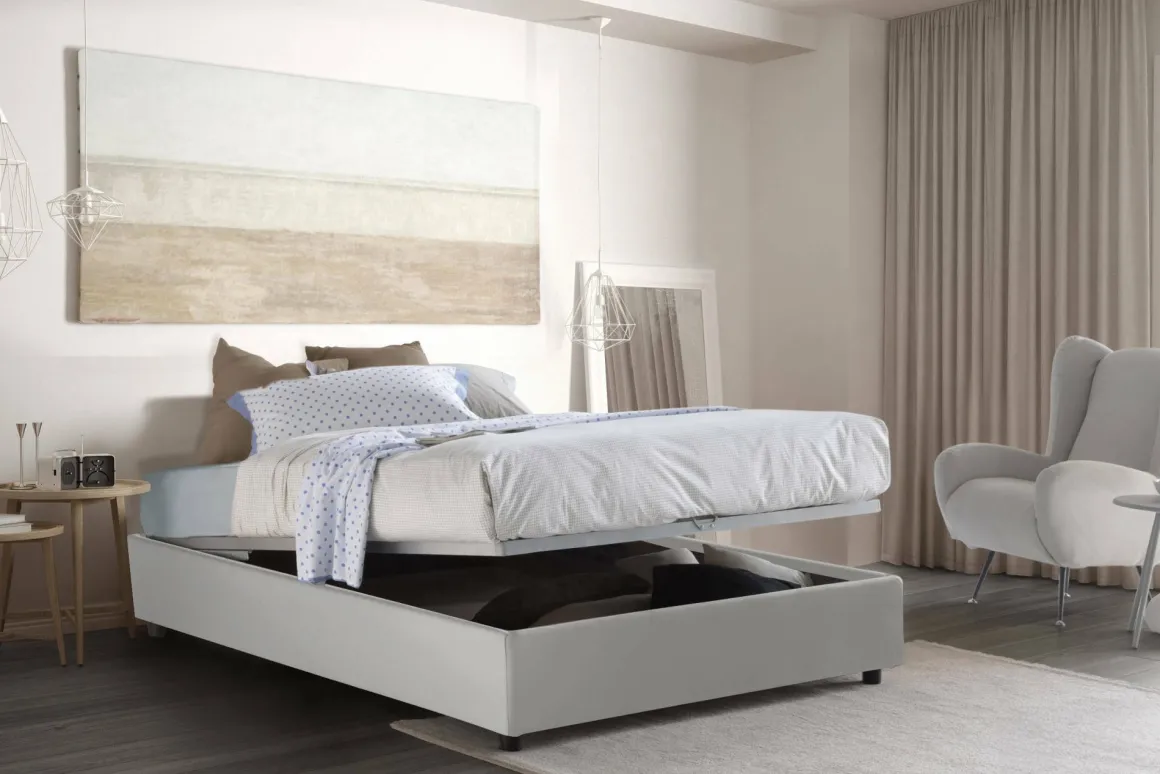 Letti Piazza E Mezza|Letti Contenitore > Dmora Letto piazza e mezza Americas, adatto per materasso Cm 120x200, Tortora Grigio Tortora