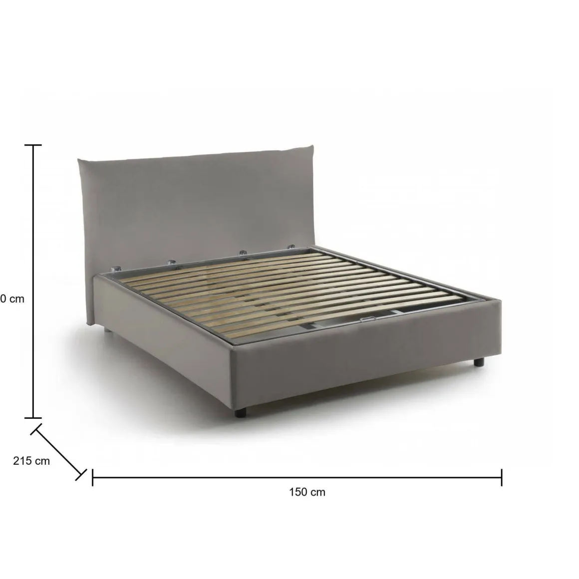 Letto piazza e mezza Amorino, adatto per materasso Cm 120x190, Tortora