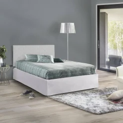 Letti Piazza E Mezza|Letti Piazza E Mezza > Dmora Letto piazza e mezza Anas, adatto a materasso da Cm 120x190, Bianco