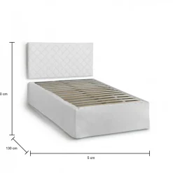 Letti Piazza E Mezza|Letti Piazza E Mezza > Dmora Letto piazza e mezza Anas, adatto a materasso da Cm 120x190, Bianco