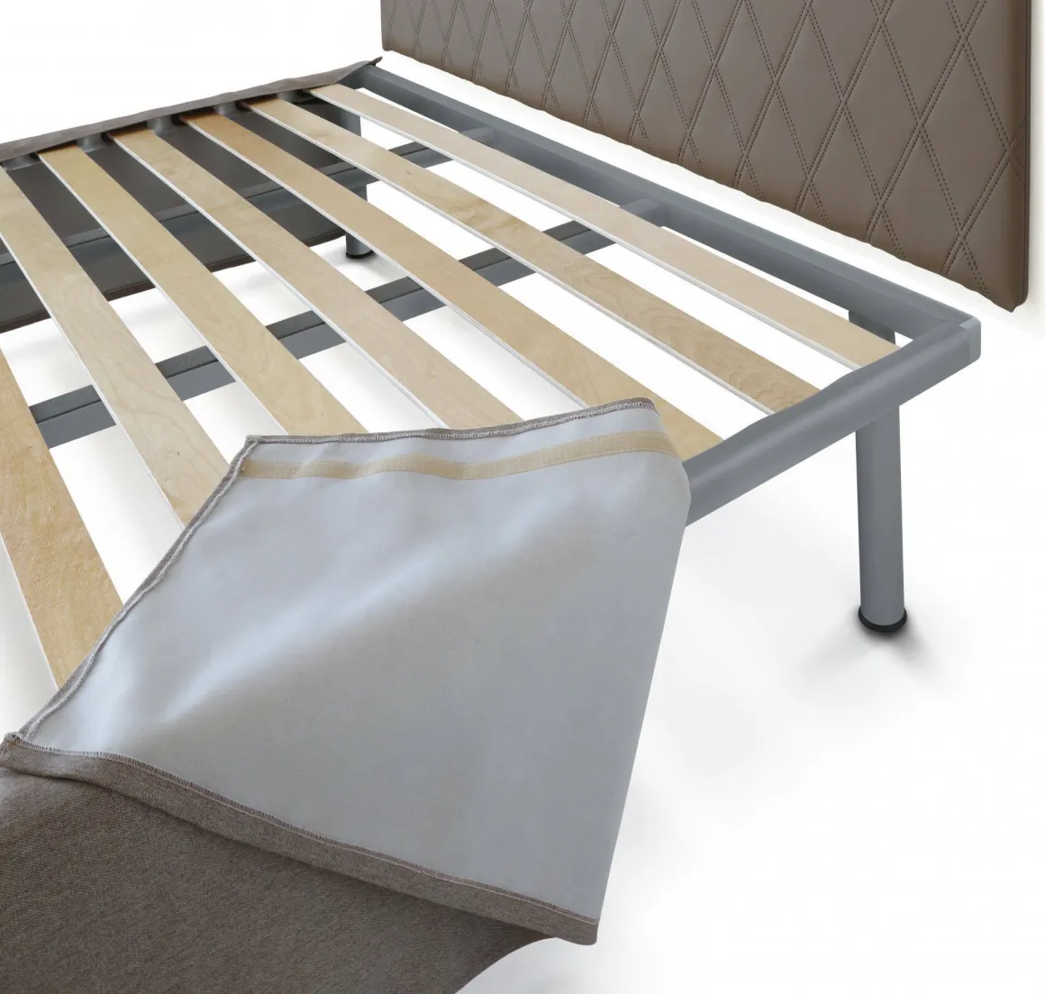 Letto piazza e mezza Anas, adatto a materasso da Cm 120x190, Tortora