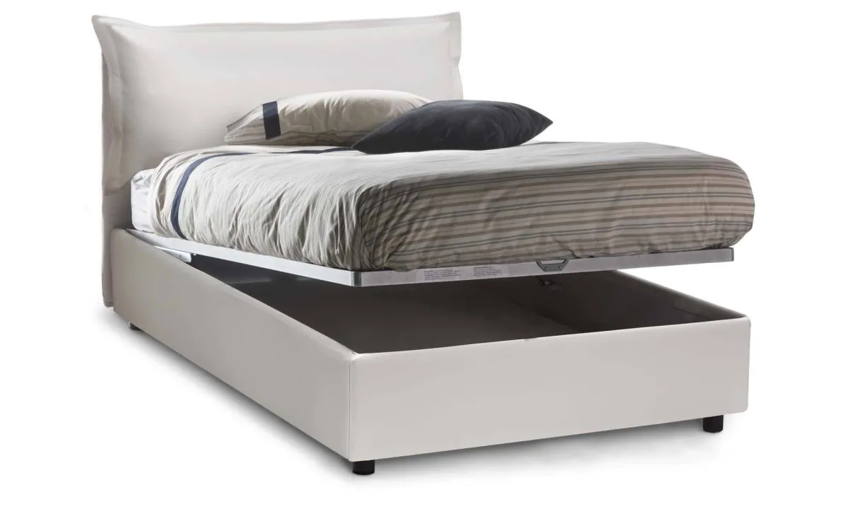 Letti Piazza E Mezza|Letti Contenitore > Dmora Letto piazza e mezza Andora, adatto per materasso Cm 120x200, Bianco