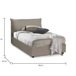 Letto piazza e mezza Andora, adatto per materasso Cm 120x200, Tortora