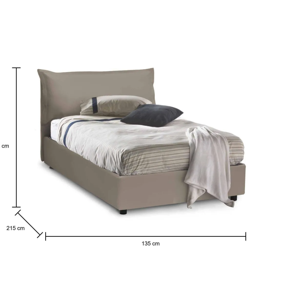 Letto piazza e mezza Andora, adatto per materasso Cm 120x200, Tortora