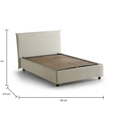 Letti Piazza E Mezza|Letti Contenitore > Dmora Letto piazza e mezza Anissa, adatto per materasso Cm 120x200, Beige