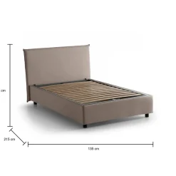 Letto piazza e mezza Anissa, adatto per materasso Cm 120x200, Tortora