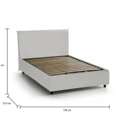 Letti Piazza E Mezza|Letti Contenitore > Dmora Letto piazza e mezza April, adatto per materasso Cm 120x200, Tortora Grigio Tortora