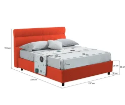 Letti Piazza E Mezza|Letti Piazza E Mezza > Dmora Letto Piazza e Mezza Materasso Incluso Sfoderabile, Contenitore Made in Italy - Brinzio Arancione