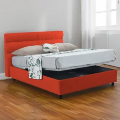 Letti Piazza E Mezza|Letti Piazza E Mezza > Dmora Letto Piazza e Mezza Materasso Incluso Sfoderabile, Contenitore Made in Italy - Brinzio Arancione