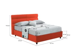 Letti Piazza E Mezza|Letti Piazza E Mezza > Dmora Letto Piazza e Mezza Sfoderabile Contenitore, Dimensione Materasso 120x190 cm Made in Italy - Brivio Arancione