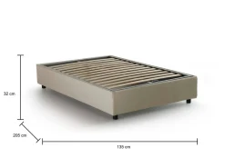 Letto piazza e mezza Ariba, adatto per materasso Cm 120x190, Beige