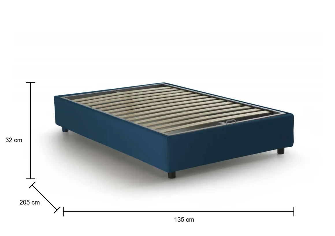 Letti Piazza E Mezza|Letti Contenitore > Dmora Letto piazza e mezza Ariba, adatto per materasso Cm 120x190, Grigio