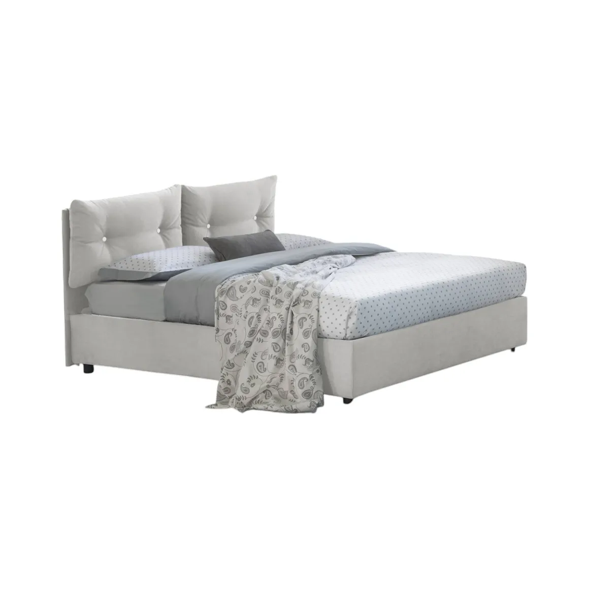 Letti Piazza E Mezza|Letti Contenitore > Dmora Letto piazza e mezza Arieta, con materasso Cm 120x190 incluso, Grigio