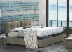 Letto piazza e mezza Arieta, con materasso Cm 120x190 incluso, Tortora