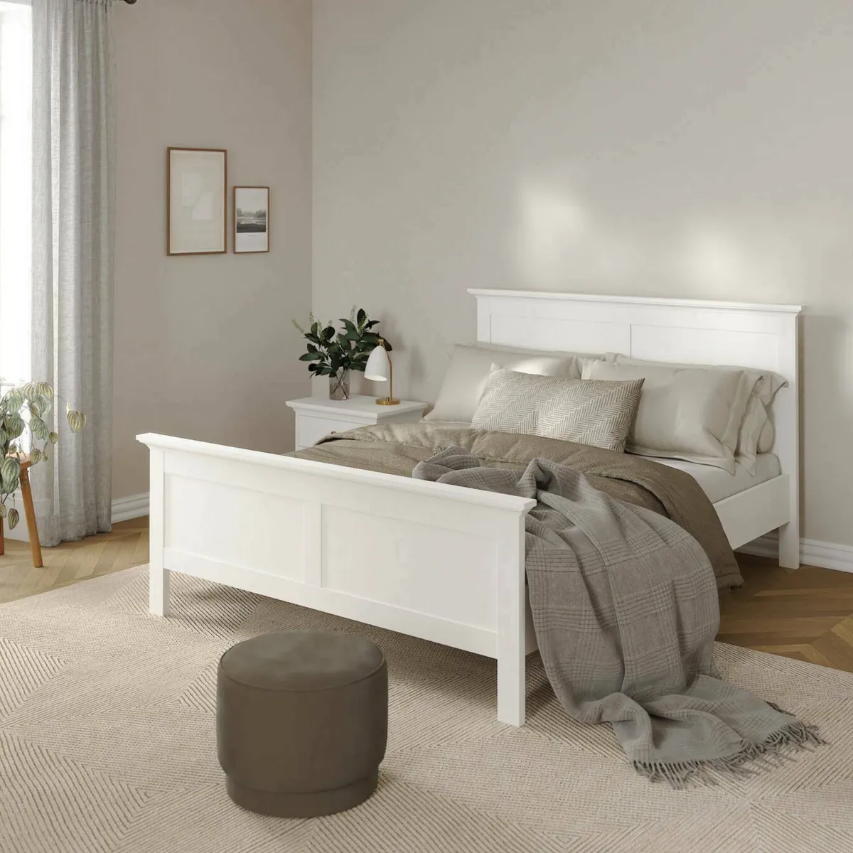 Letti Piazza E Mezza|Letti Piazza E Mezza > Dmora Letto piazza e mezza Armungia, 172x213 h110 cm, Bianco