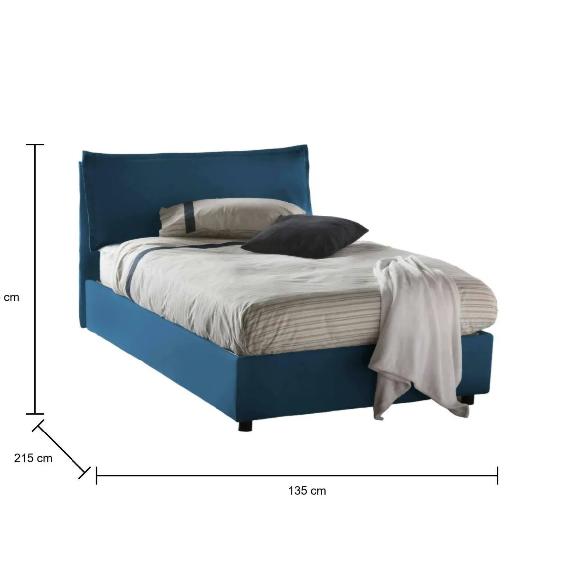 Letti Piazza E Mezza|Letti Contenitore > Dmora Letto piazza e mezza Arnaldo, adatto per materasso Cm 120x200, Grigio