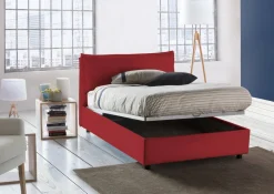 Letto piazza e mezza Arnaldo, adatto per materasso Cm 120x200, Rosso