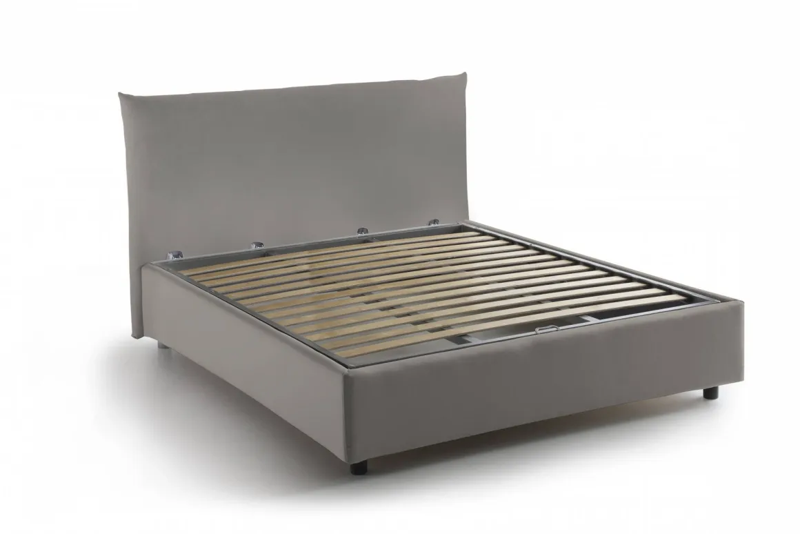 Letto piazza e mezza Arpaise, con materasso Cm 120x190 incluso, Tortora
