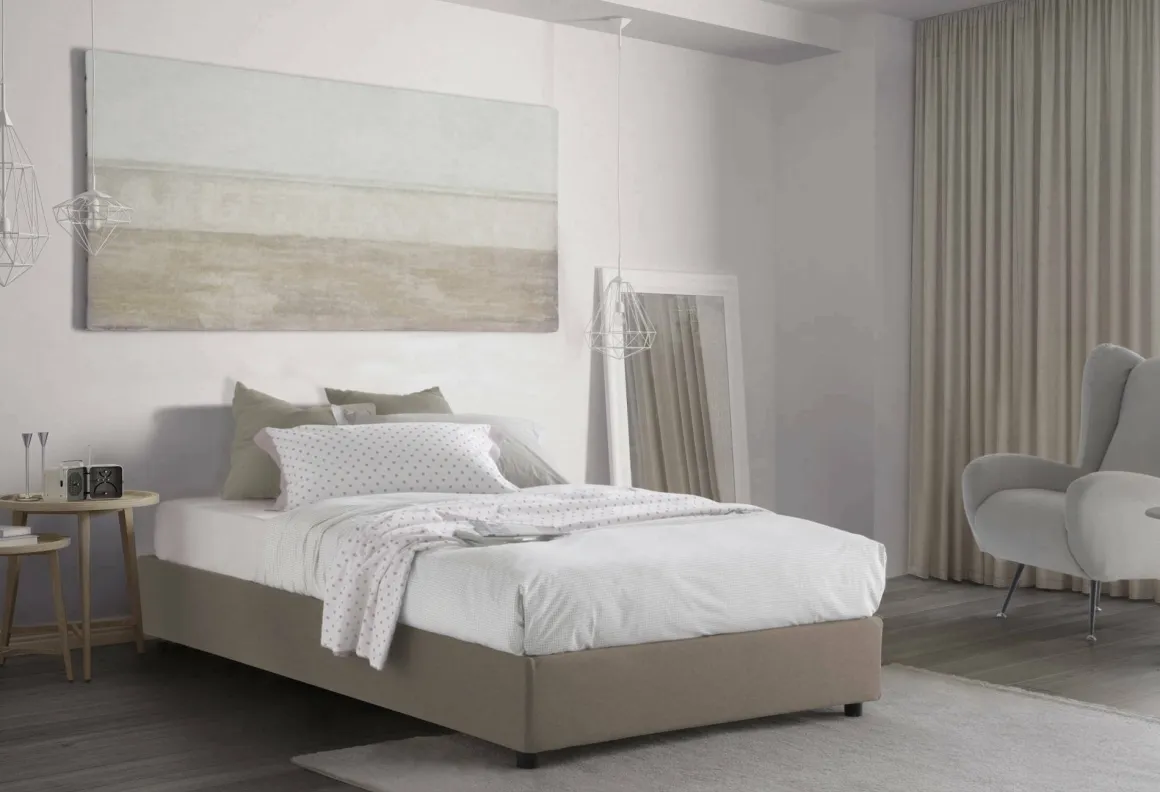 Letto piazza e mezza Asid, adatto per materasso Cm 120x190, Tortora