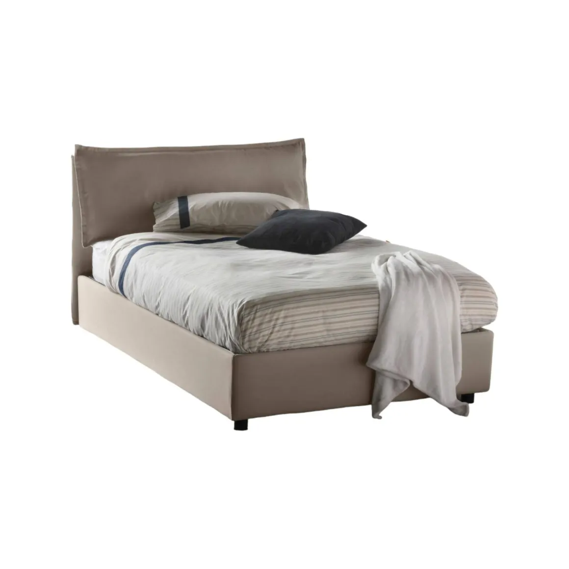 Letto piazza e mezza Asso, adatto per materasso Cm 120x190, Tortora