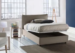 Letto piazza e mezza Asso, adatto per materasso Cm 120x190, Tortora
