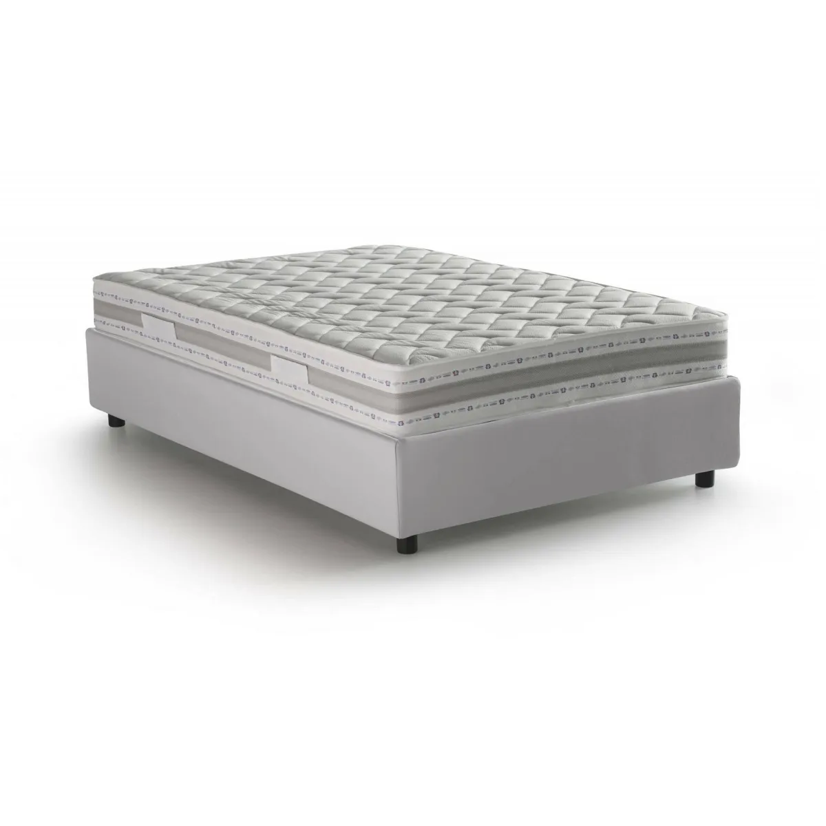 Letti Piazza E Mezza|Letti Contenitore > Dmora Letto piazza e mezza Atar, con materasso Cm 120x190 incluso, Bianco